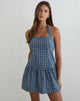 Image of Panja Mini Halter Neck Dress in Medium Tartan Blue