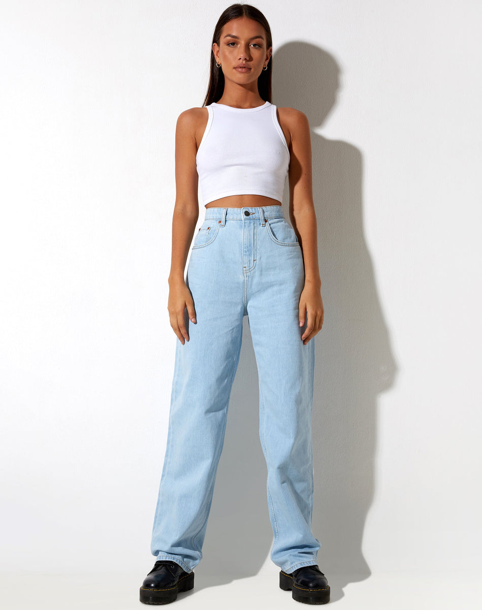 90's Wide Leg Light Blue Denim Jeans | Parallel – motelrocks-com-eur