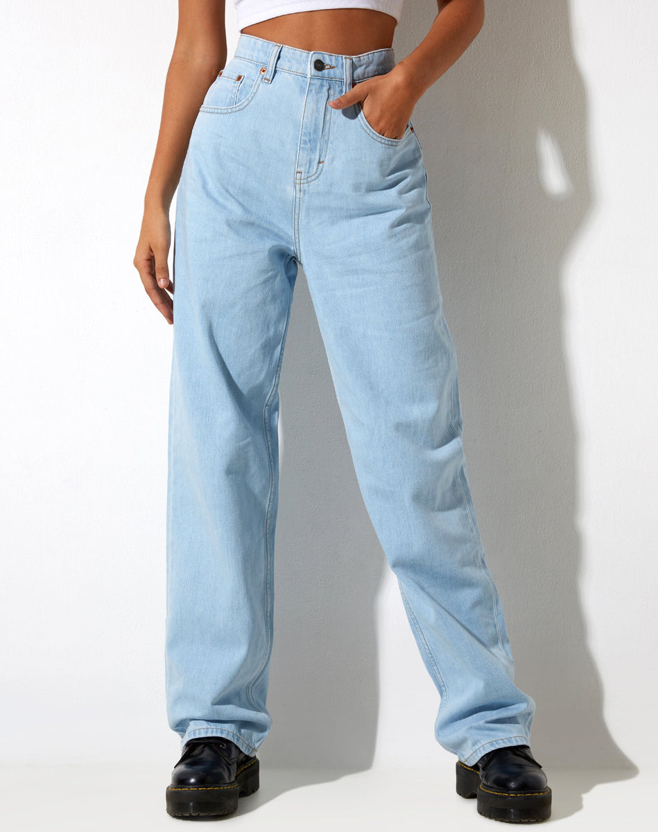 90's Wide Leg Light Blue Denim Jeans | Parallel – motelrocks-com-eur