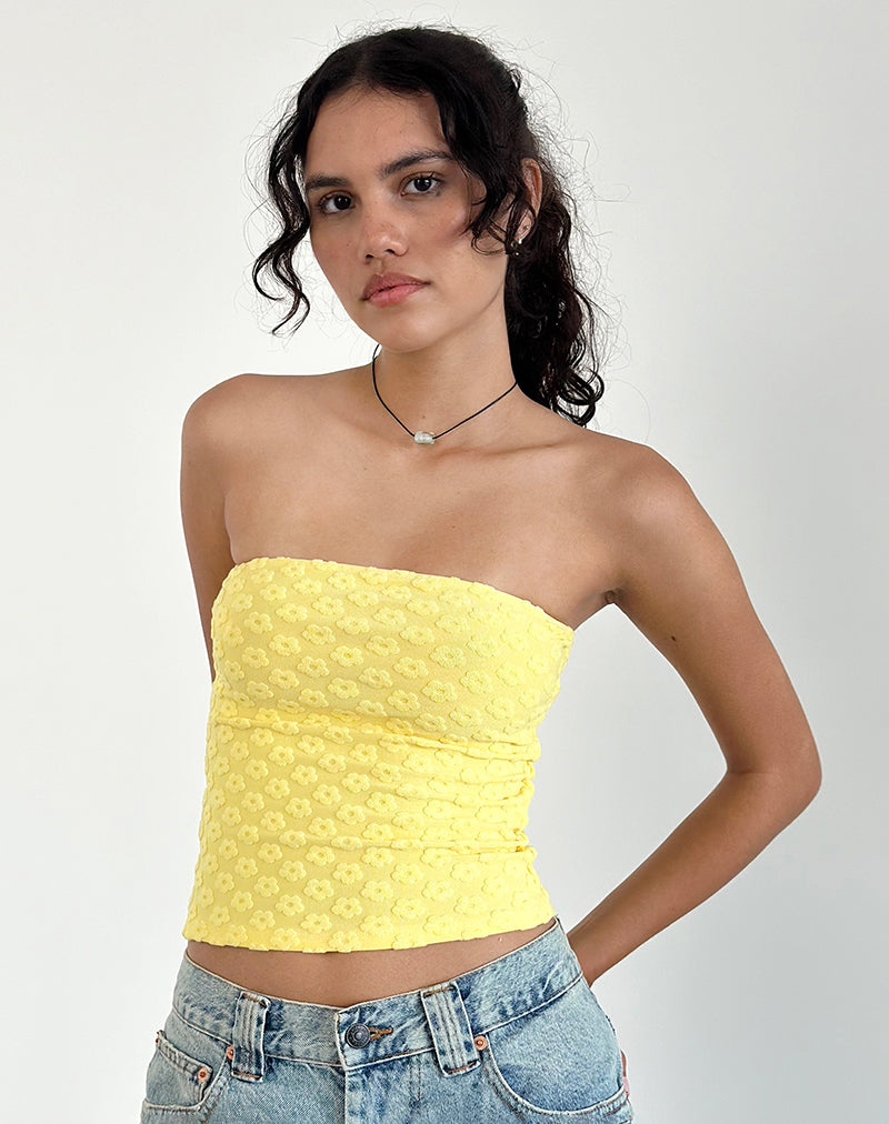 Image of Peggy Top in Terry Yellow Mini Floral