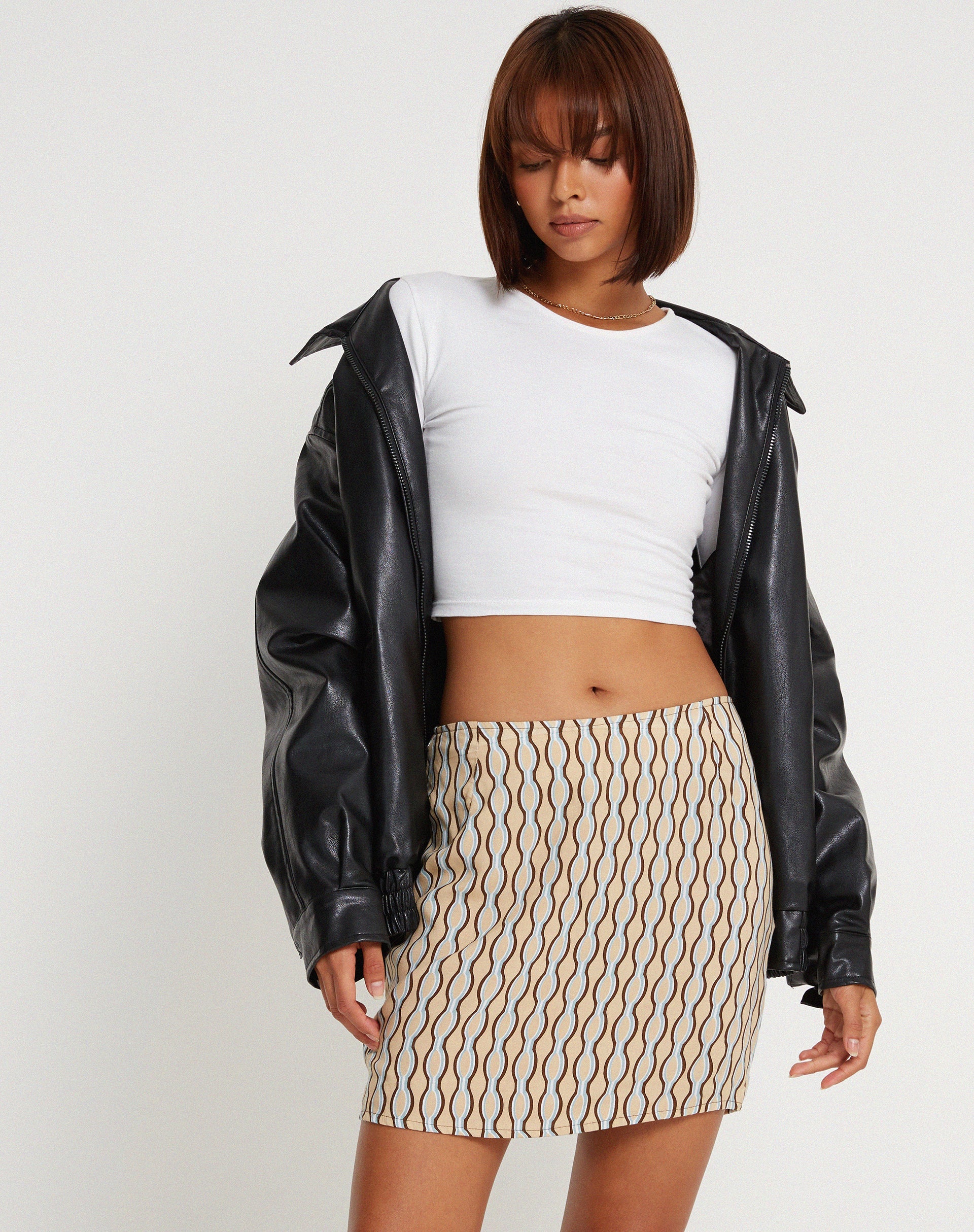 image of Pelmo Mini Skirt in Preppy Geo Brown