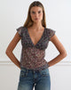 Image of Pharita V Neck Top in Ditsy Floral Plisse Charcoal