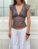 Image of Pharita V Neck Top in Ditsy Floral Plisse Charcoal