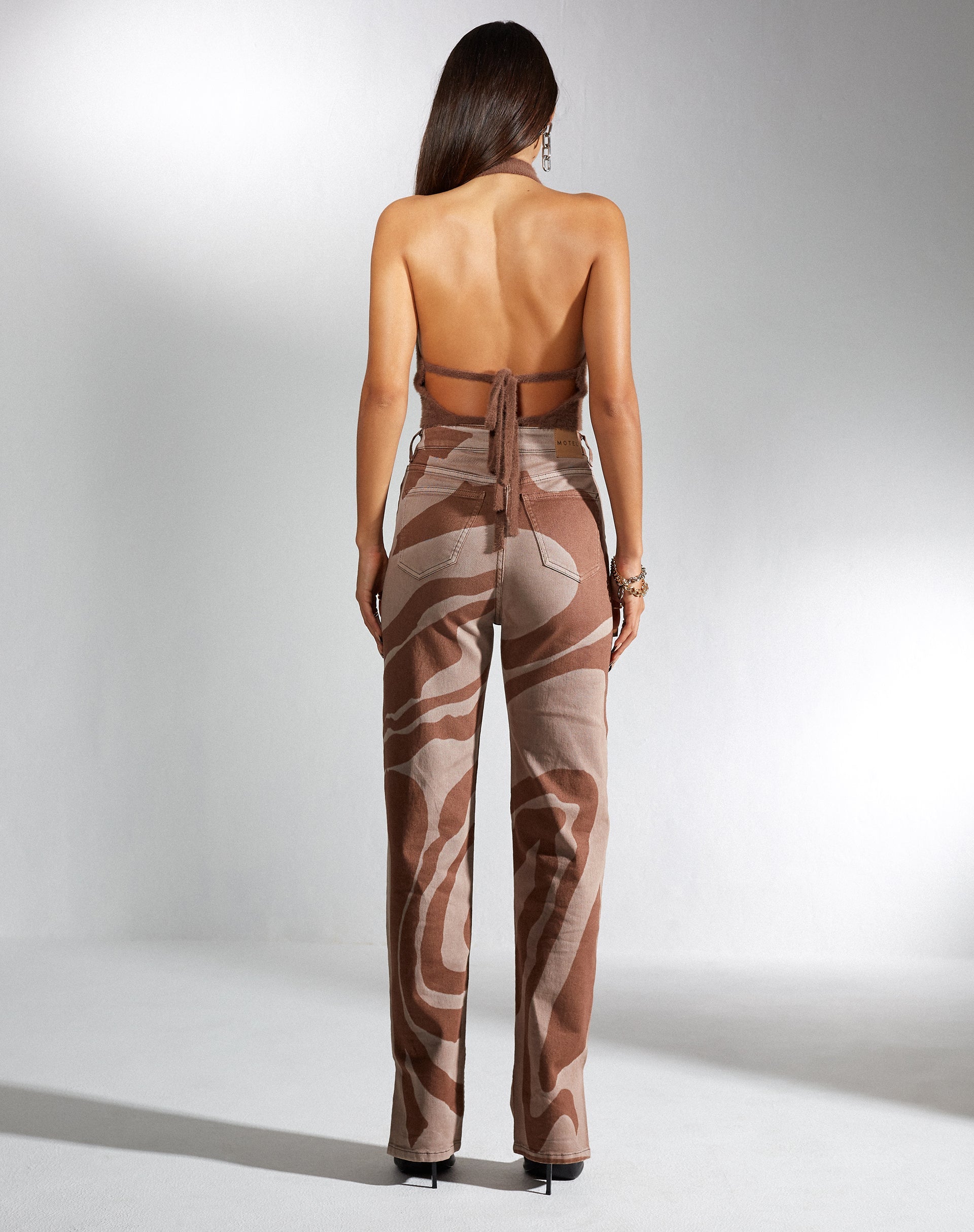 Image of MOTEL X IRIS Straight Leg Jeans in Laser Swirl Brown