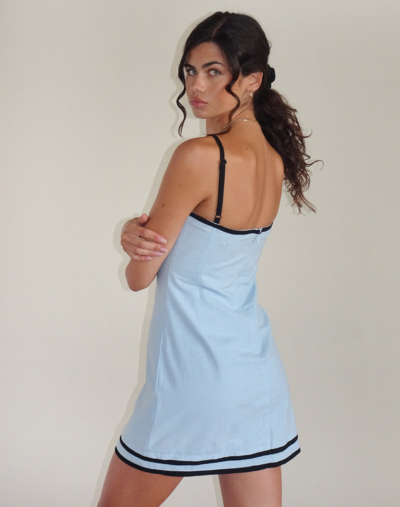 Image of Plasina Mini Skirt in Linen Blue