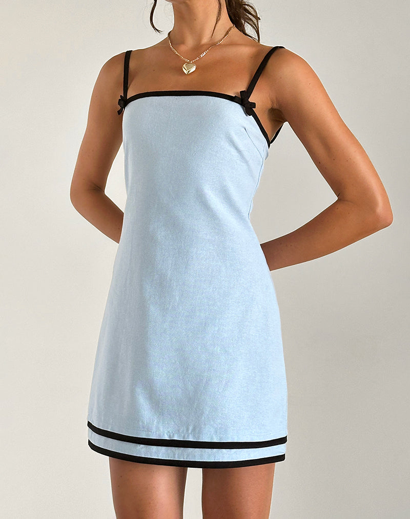 Plasina Mini Dress in Linen Blue