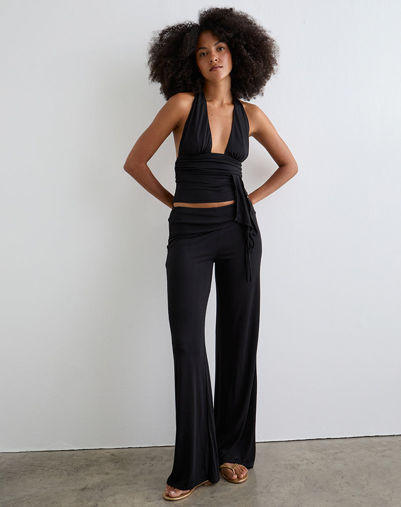 Image of Donata Trouser in Black with Belt
