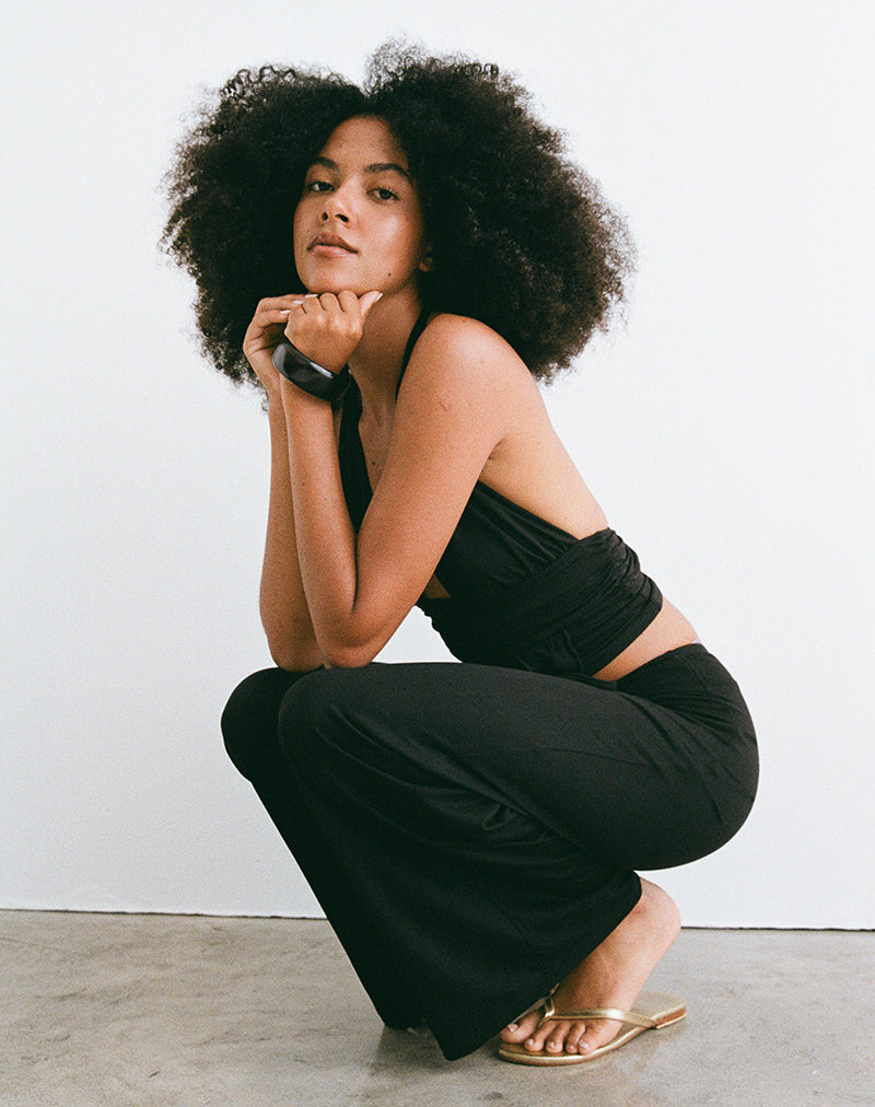 Image of Donata Trouser in Black with Belt
