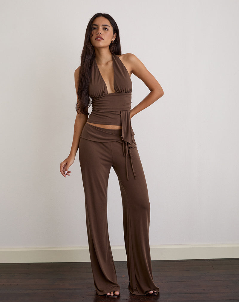Image of Donata Trouser in Cupro Dark Brown