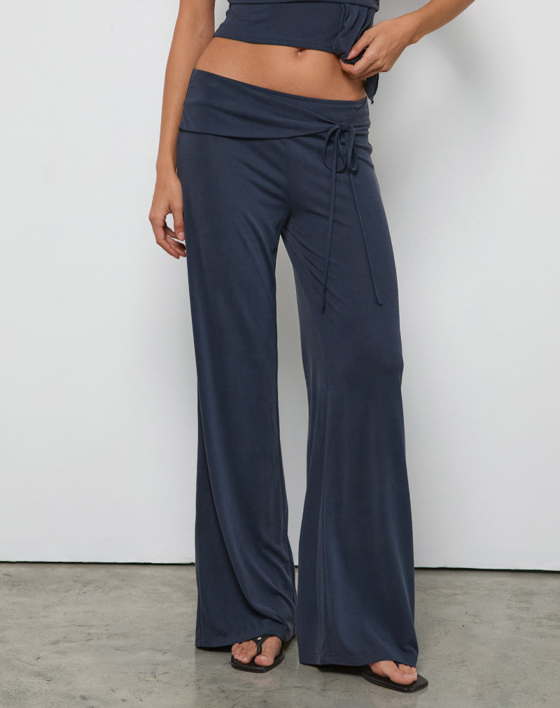Donata Rig One Navy Trousers with Belt | Donata – motelrocks-com-eur