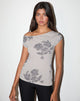 Image of Pyso Asymmetric Top in Lace Flower Grey