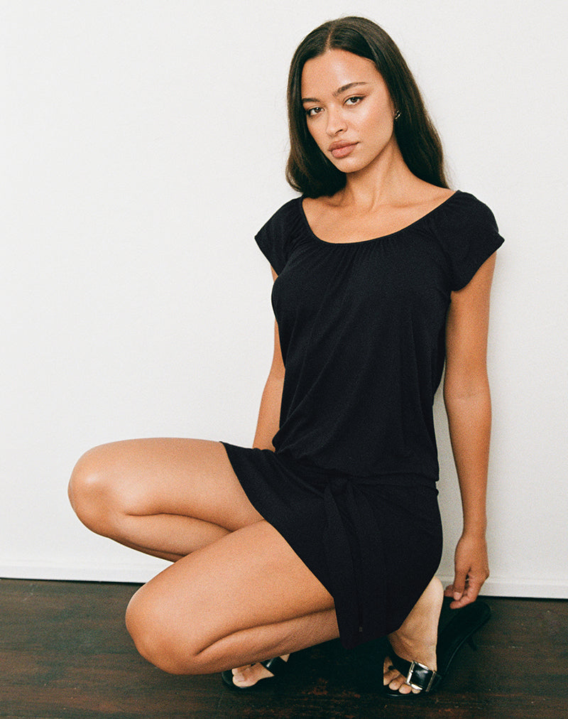 Image of Querya Mini Dress in Rayon Jersey Black
