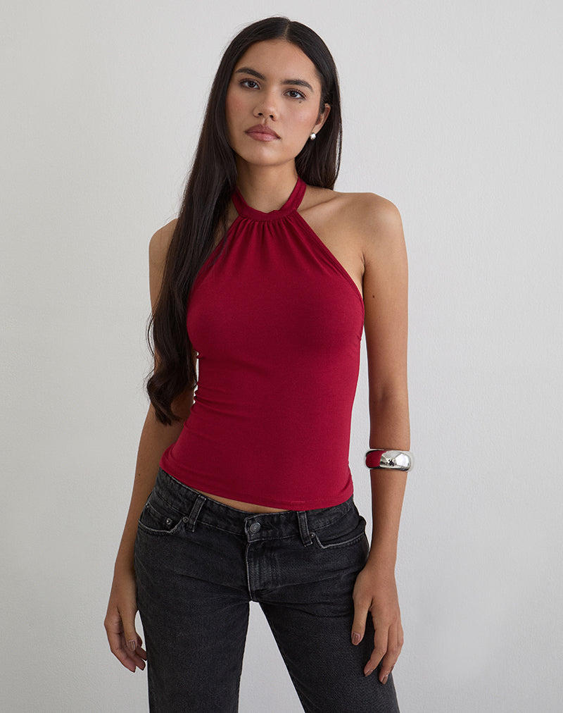 Raceline Neckholder-Top aus Rayon Jersey Adrenalin Rot