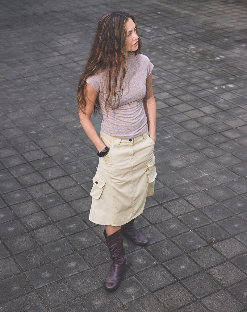 Image of Rovie Utilty Cargo Skirt in Twill Latte