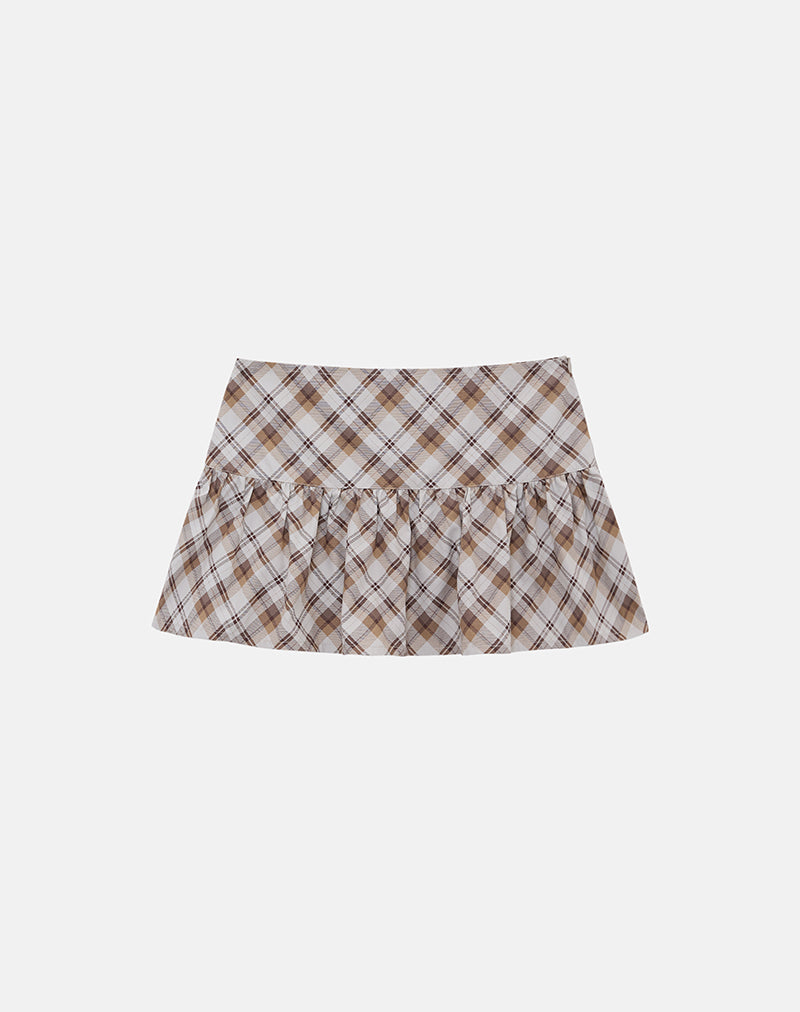 Image of Raffita Mini Skirt in Angled Check Brown