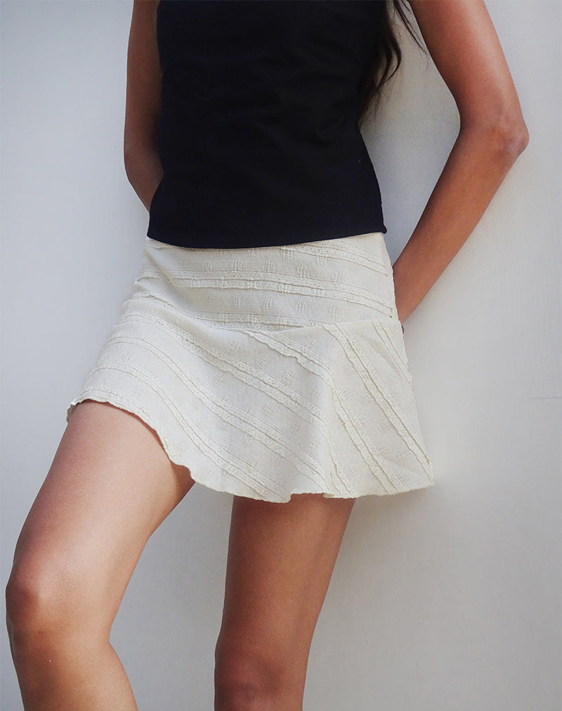 Ragna Mini Skirt in Crinkle Ivory