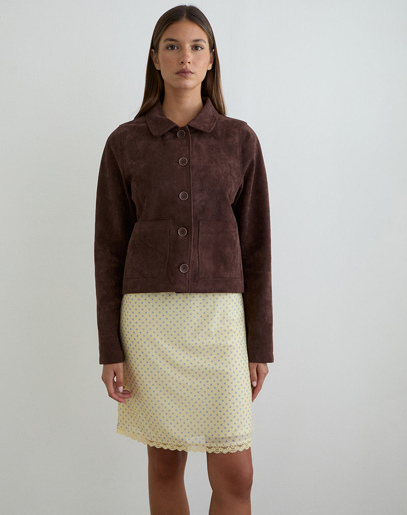 Immagine della gonna midi Rajuli in giallo con pois grigi compatti