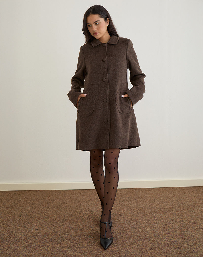 Image of Rakai Pea Coat in Chocolate Wool