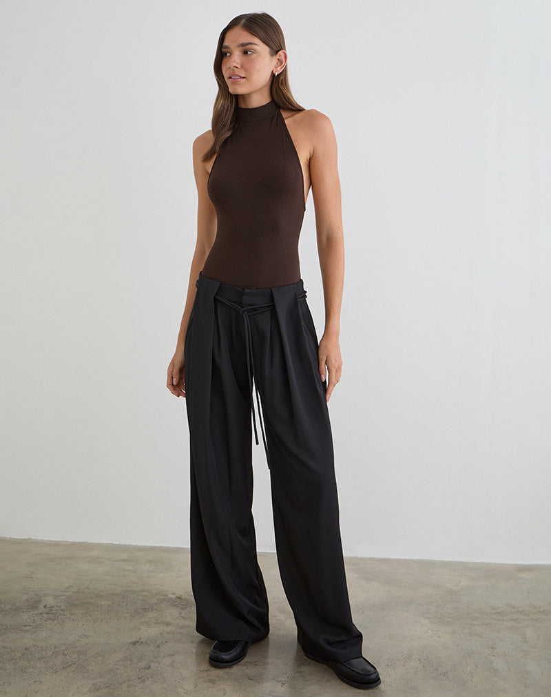 Raleah Neckholder-Body aus Jersey in Bitter Chocolate