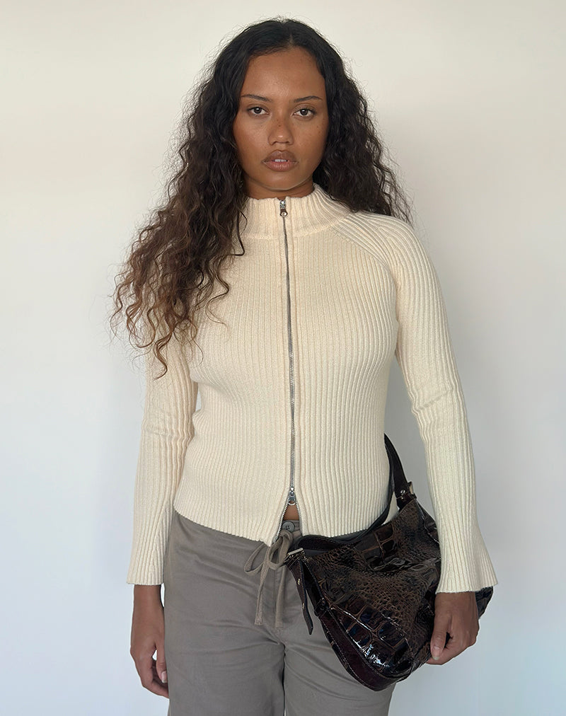 Image of Ranala High Neck Jumper in Knit Cream