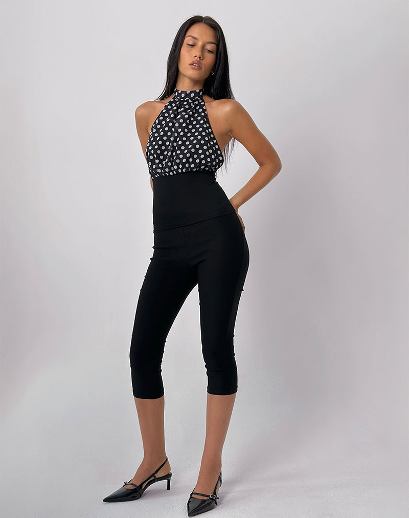 Image of Rania Backless Top in Basic Polka Black