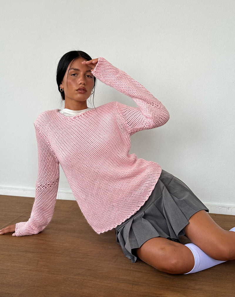 Image of Ranvir Knitted Jumper in Baby Pink