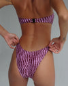 Image of Farida Bikini Bottom in Purple Irregular Polka