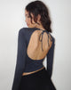 Image of Ratmi Long Sleeve Open Back Top in Ocean Storm