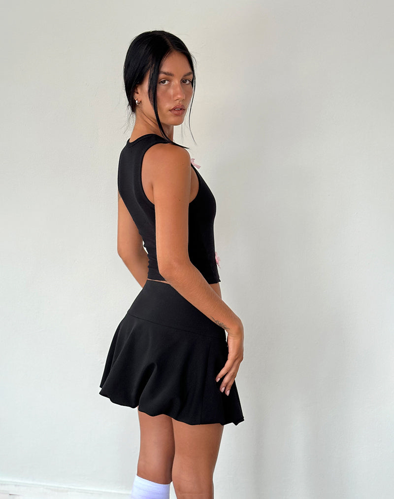Black with Pink Bows Vest Top | Rave Bow – motelrocks-com-eur