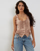 Image of Rayna Ruffle Milkmaid Top in Mushroom