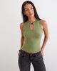Image of Reita Keyhole Top with Bead in Knit Olive