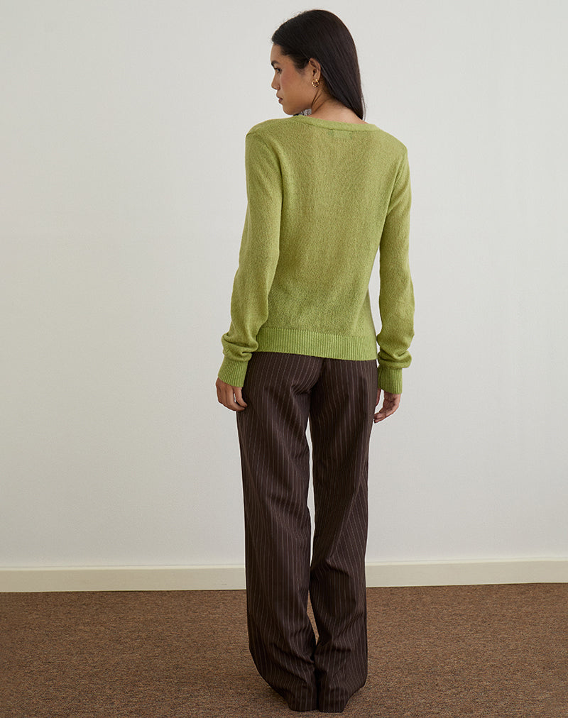Image of Renisa Cardigan in Sheer Knit Green