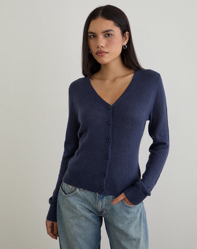 Image of Renisa Cardigan in Sheer Knit Navy