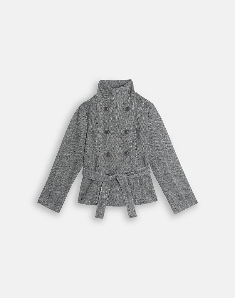 Image of Resari Double Breasted Coat in Tweed Black and White