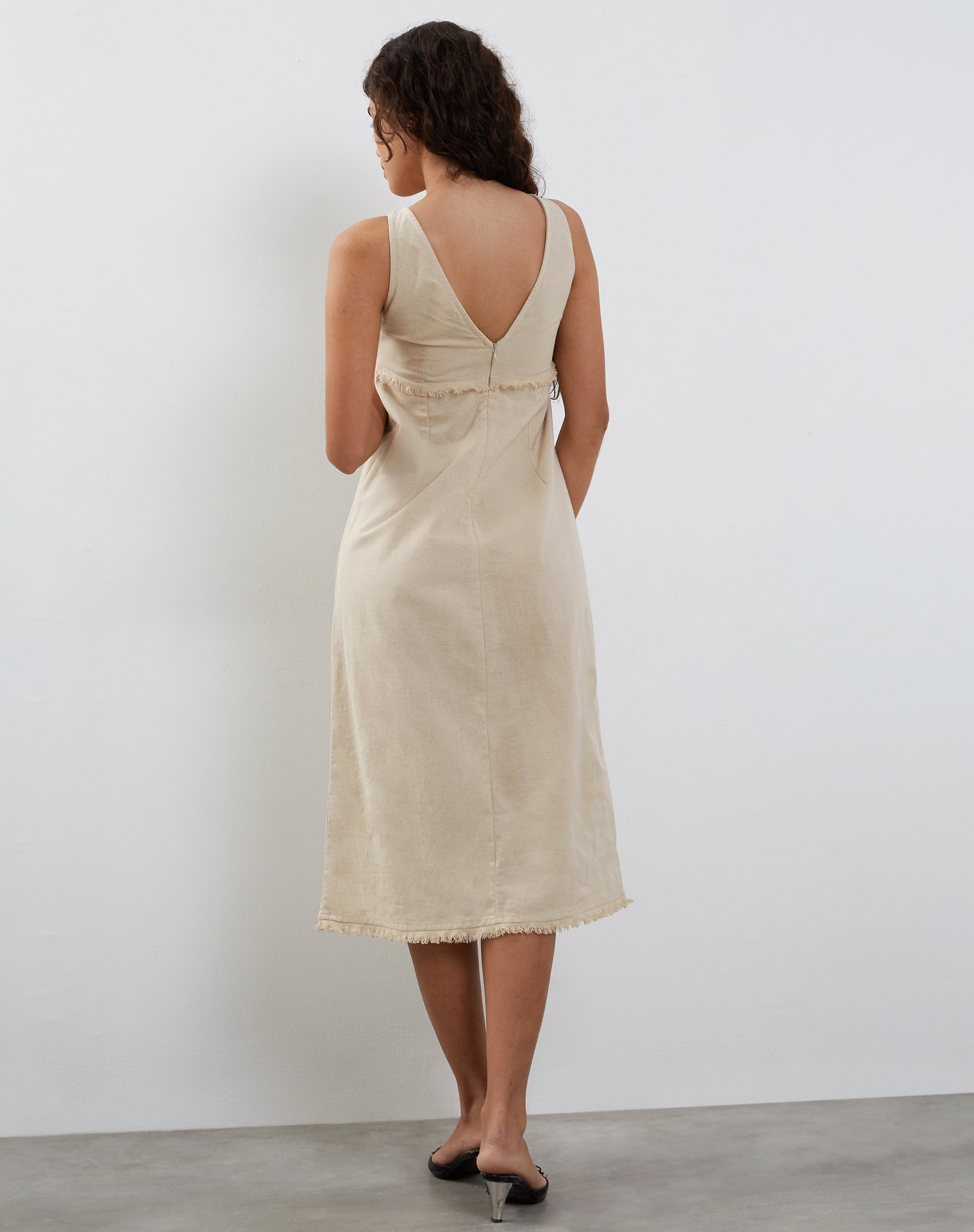 Image of Antari Midi Dress in Ecru Linen