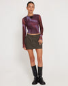 Image of Bowie Long Sleeve Mesh Top in Wine Watercolour