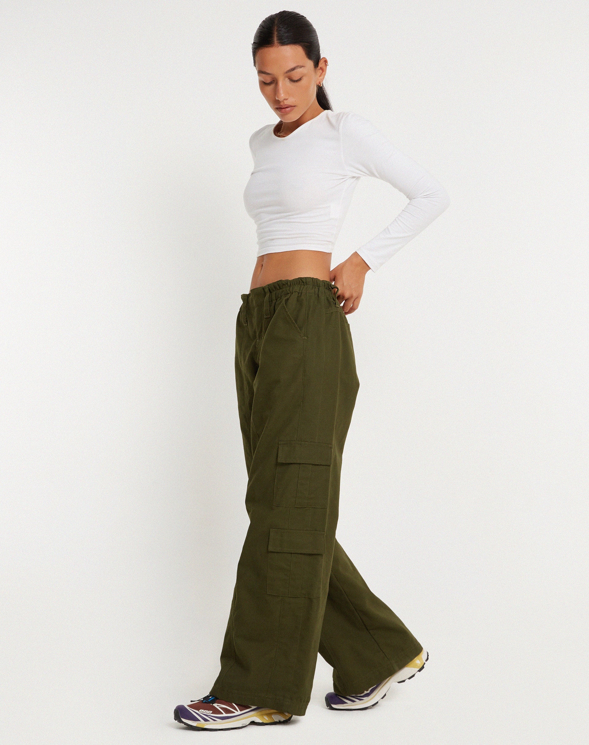 Olive pull on sales pants