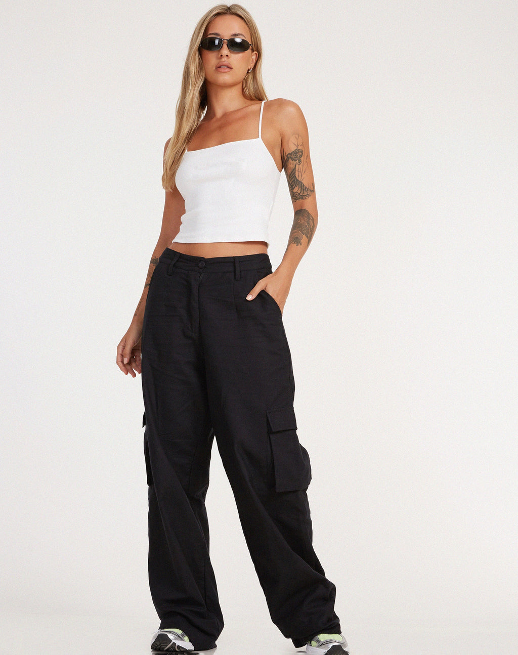 Pantalon cargo Jita en Rami Black