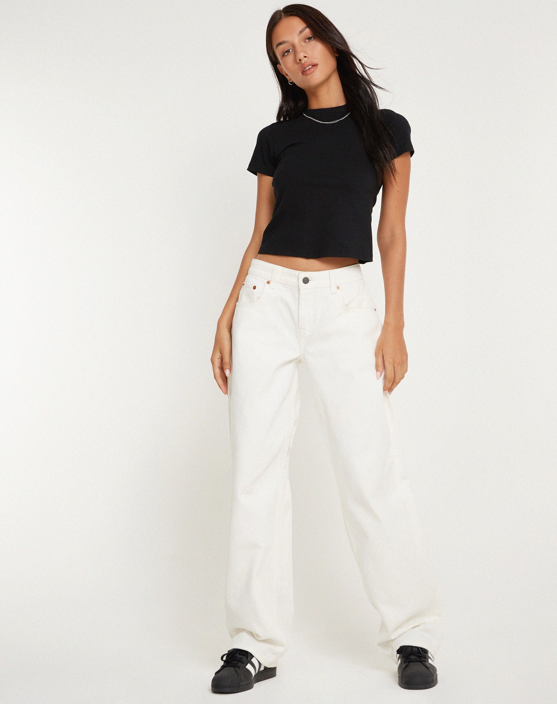 image of MOTEL X BARBARA Low Rise Parallel Jeans in True White