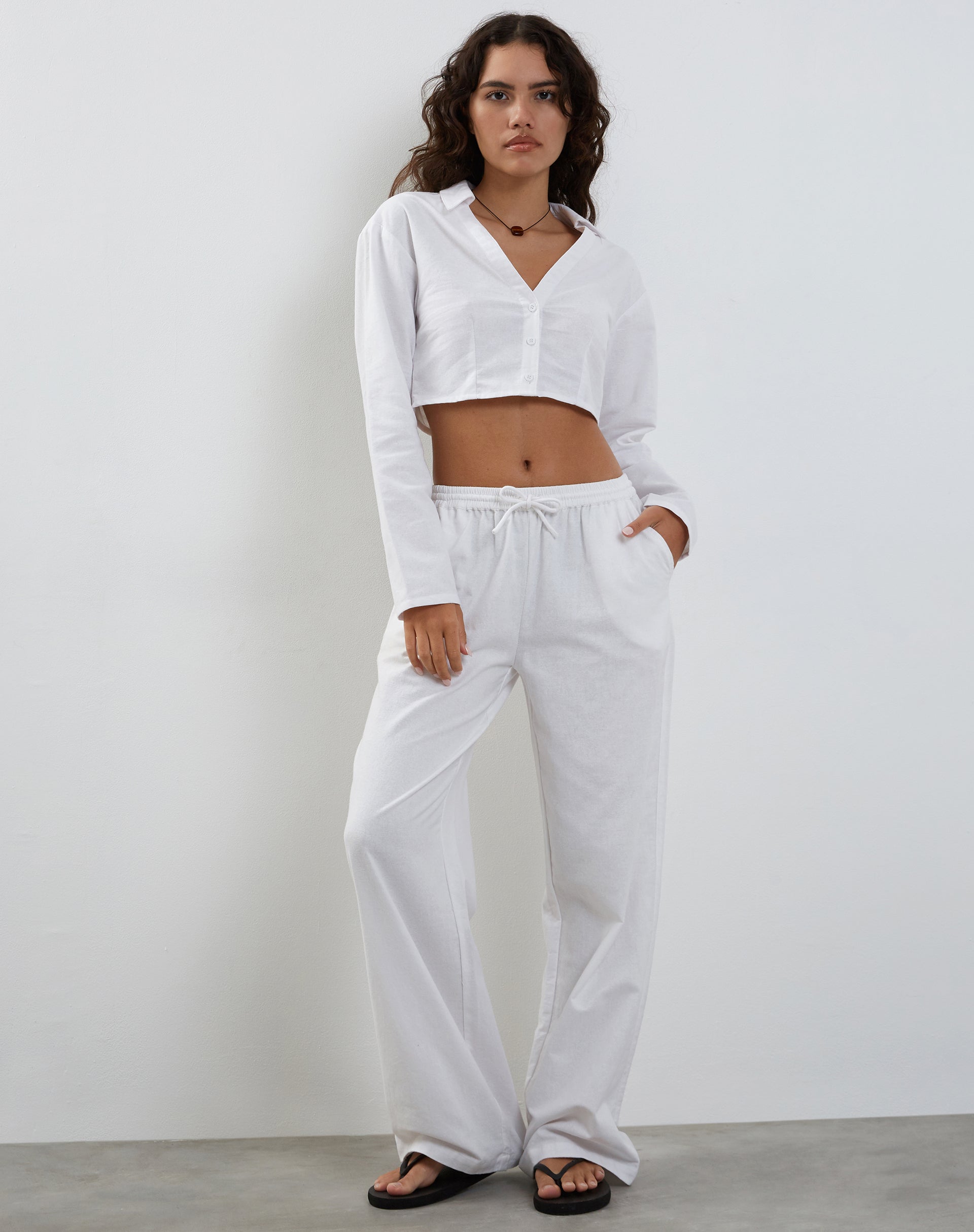 Image of Lyse Super Cropped Shirt in White