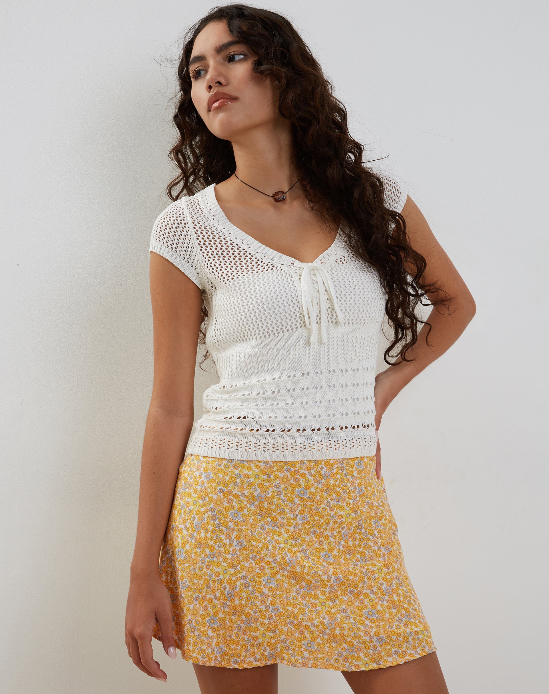 Image of Maurella Mini skirt in Flower Garden Yellow