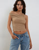 image of Peyton One Shoulder Waffle Knit Top in Oat