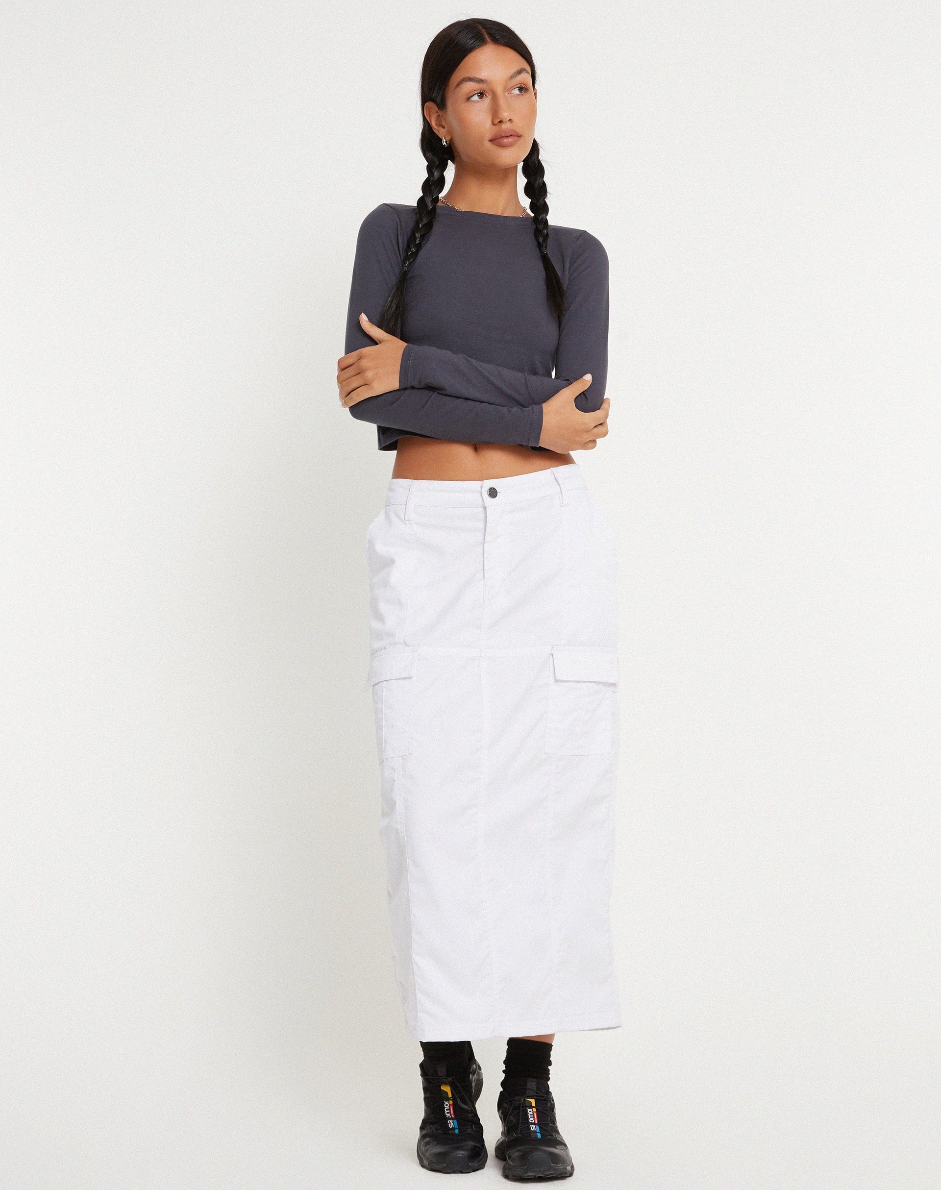 Image of Widya Cargo Maxi Skirt in White