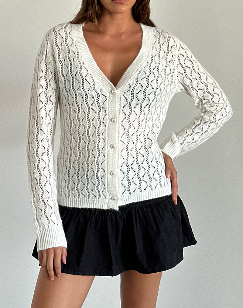 Ricani Open Knit Cardigan in Ivory