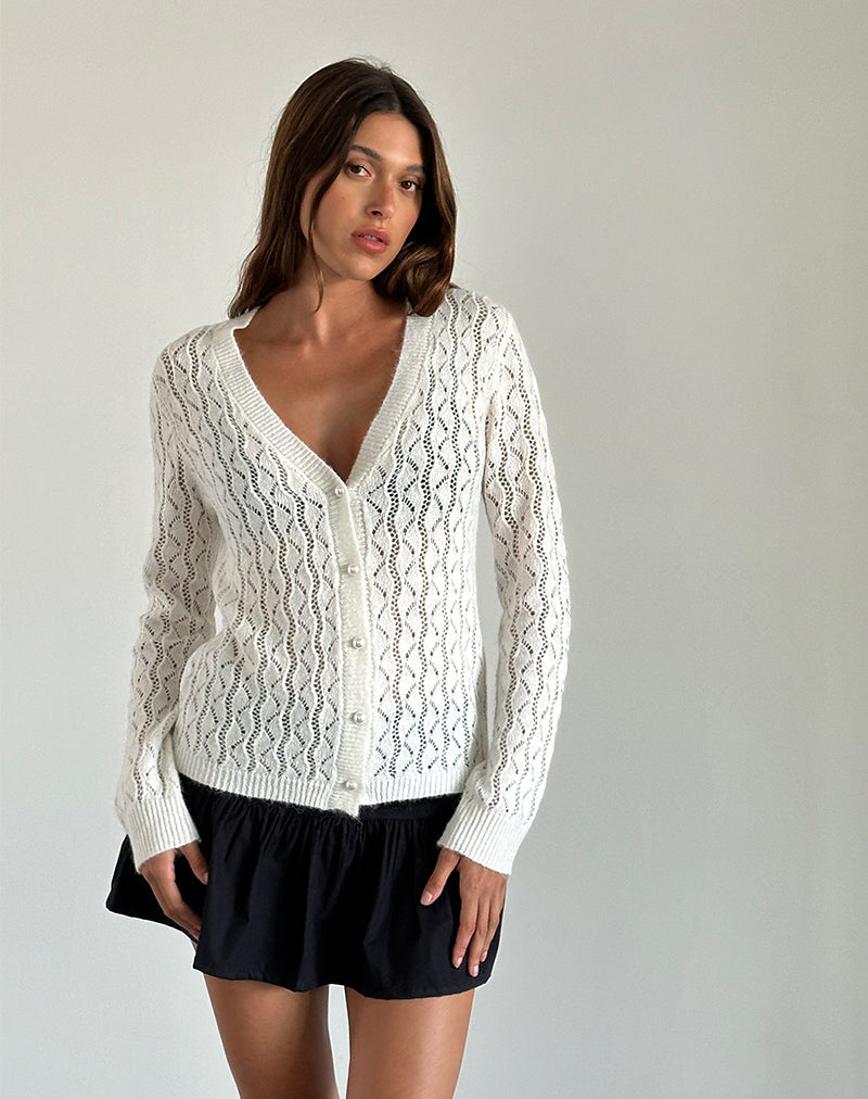 image of Ricani Open Knit Cardigan in Ivory