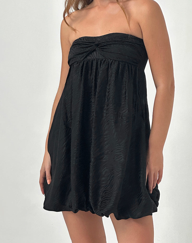 Richie Mini Dress in Satin Jacquard Black