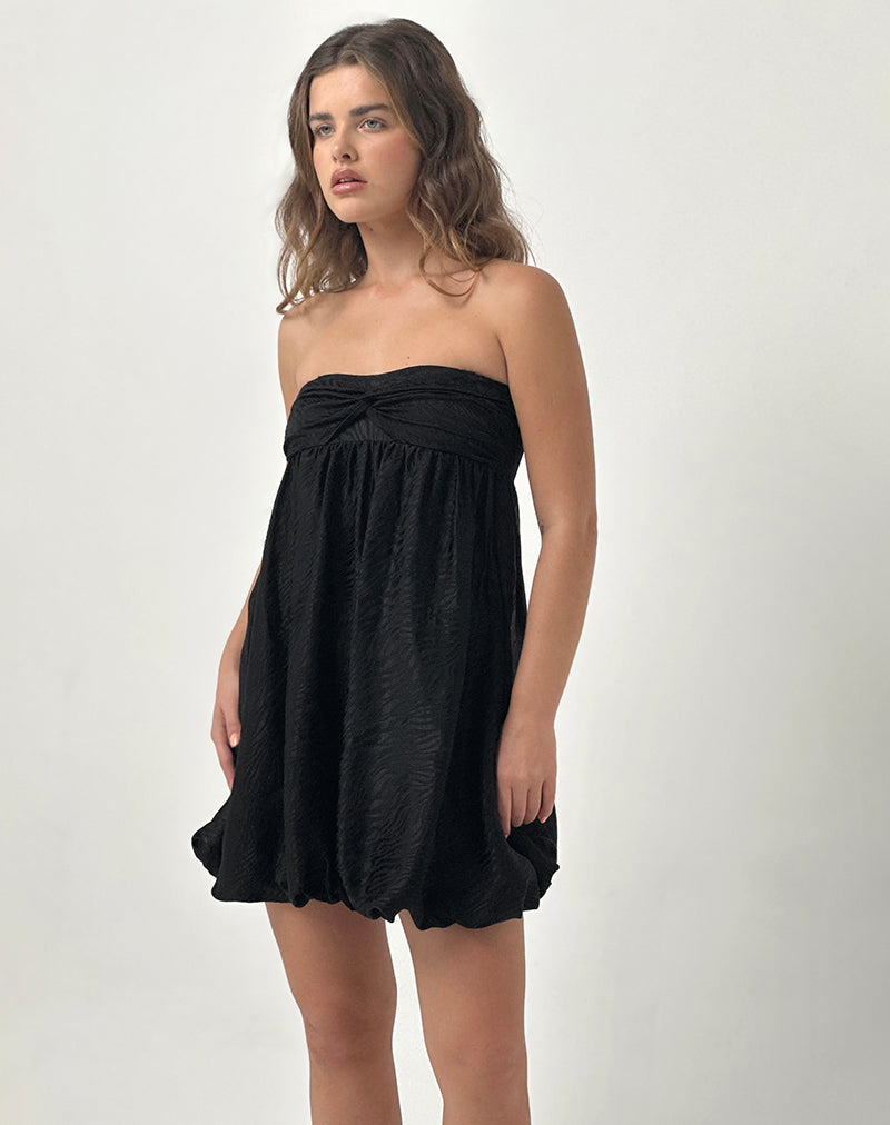 Image of Richie Mini Dress in Satin Jacquard Black