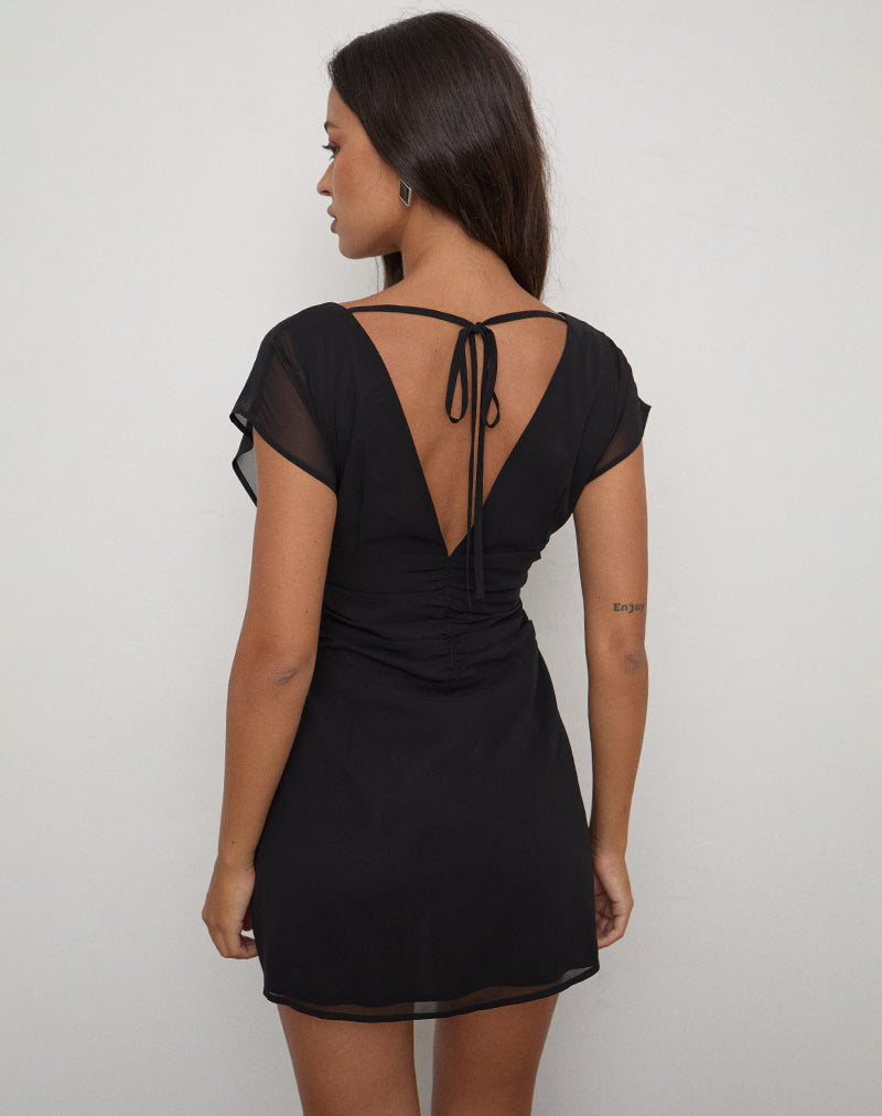 Image of Ridisha Mini Dress in Chiffon Black
