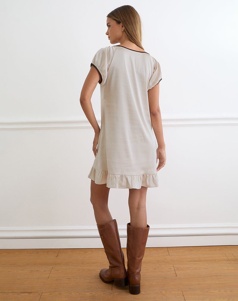 Image of Rinari Mini Dress in Satin Champagne
