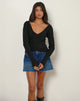 Image of Rinca Bardot Jumper in Rib Knit Black